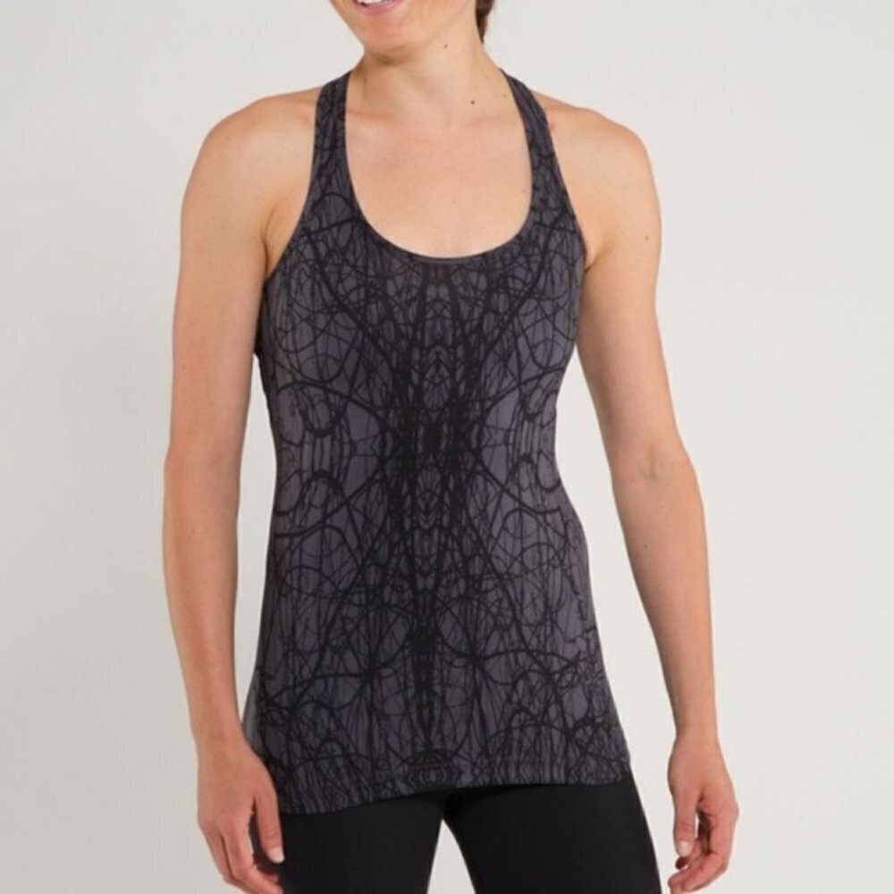 Lululemon Scribble Racerback Gray Tank